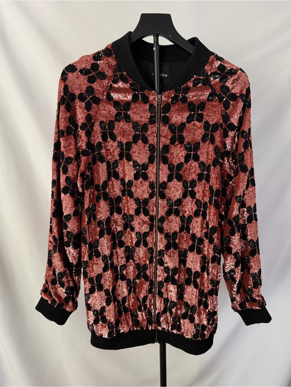 Retrofete Oversized Sequin Bomber Jacket - Size Medium